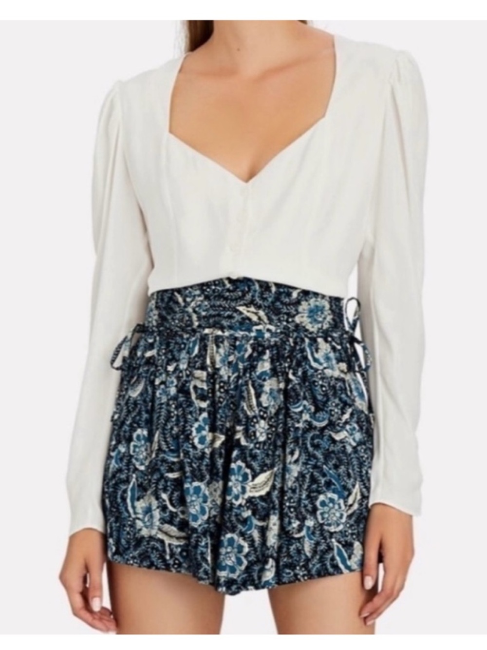 Frame White Silk Shirted Peplum Top